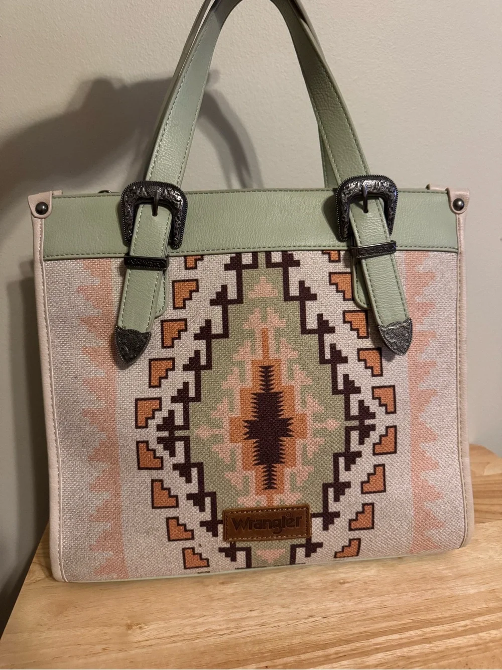 Wrangler Southwestern Aztec Tote Purse crossbody satchel mint sage green